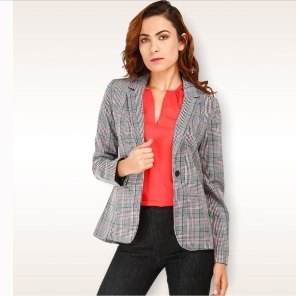 Gap Academy  Grid Plaid one button two pocket fully lined Blazer size 10 - Picture 1 of 13